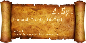 Lencsés Szilárd névjegykártya